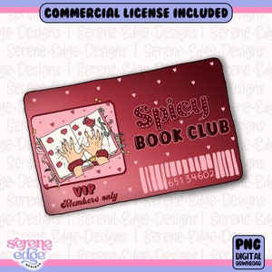 Smut Books Kreditkarten PNG, Spicy Book Club Karte | Lesen Bookish Liebhaber, Mental Gesundheit zählt PNG | Booktrovert DTF Designs Aufkleber