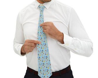 Chanukah Tie Dreidel Blue Tie Hanukkah Tie Necktie men's necktie Hannuka Tie Hebrew Jewish Rabbi Teacher tie Chanukah  Tie gift