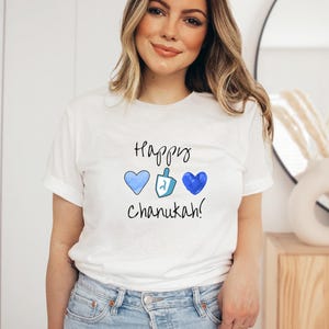 Happy Chanukah Shirt Happy Hannukah Hannkah Hebrew Shirt Jewish holiday shirt Fun Cool Shirt Teacher Gift Hebrew Shirt Cool Jewish Shirt