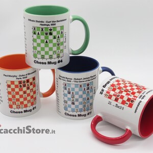 Schachbecher – Keramikbecher mit Schach – „Die besten Spiele aller Zeiten“