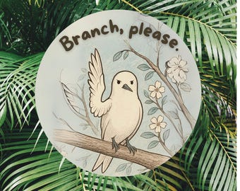 BRANCH, PLEASE! White Tern Manu-O-Ku Hawaiian Bird Honolulu Sticker 3 inch Funny Decal Ocean Marine Life Water Bottles Laptops Bitch Please
