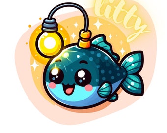LITTY ANGLER FISH Sticker! Cute Angler Decal For ocean lovers, marine bio, laptop, water bottle