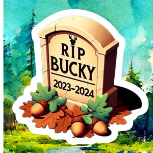 Decalque adesivo RIP BUCKY Lorcana para fichário comercial, caixa de deck, Playmate Bucky The Squirrel