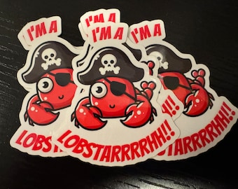 I'm A LOBSTARRRRHHHH!! Funny Lobster Pirate Sticker Decal for Ocean Lovers Marine Biologist Sealife Fish Underwater Fun Gift Water Bottle