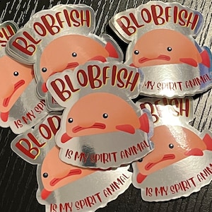 BLOBFISH Is My Spirit Animal MIRRORED Sticker Decal for Ocean Lovers Marine Biologist Funny Sealife Fish Underwater Fun Gift Water Bottle