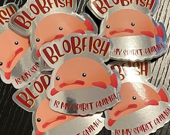 BLOBFISH Is My Spirit Animal MIRRORED Sticker Decal for Ocean Lovers Marine Biologist Funny Sealife Fish Underwater Fun Gift Water Bottle