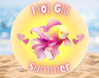 HOT GILL SUMMER! Sticker [Pre Order] Super Cute Pink Pretty Fish Ocean Lover Sea Life 3in Vinyl Decal Marine Bio, Ocean Nerds, Funny Betta