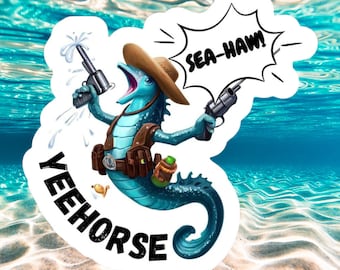 YEEHORSE Waikiki Aquarium Donation Sticker SEE-HAW! Cowboy Seahorse Water Bottle Laptop Ocean Lovers Sealife Marine Biologist Hawaii Reef
