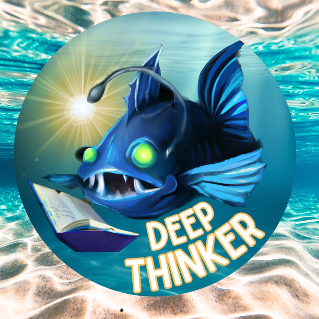 Deep Thinker Angler Fish Sticker for Ocean Lovers, Fish Nerds, Marine ...