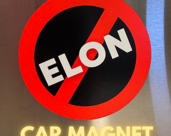 New! ANTI ELON Round Car MAGNET For Tesla Owners Bumper Sticker Decal Cling Model X Y 3 Cybertruck