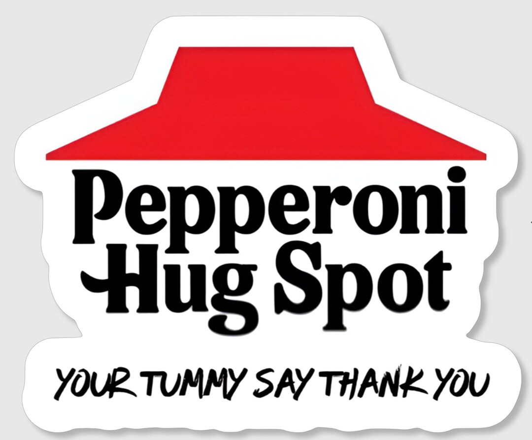 Pepperoni Hug Spot Sticker Viral AI Pizza Commercial Logo Etsy