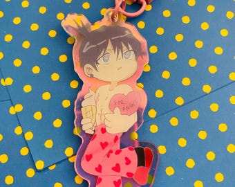 Rainbow holo keychain Aki poo
