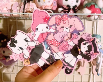 Sanrio doodle stickers kitty and girly friends glossy stickers show by rock my melody bonbonribbon hello kitty