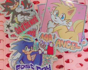 Y2K glitter waterproof Sonic stickers