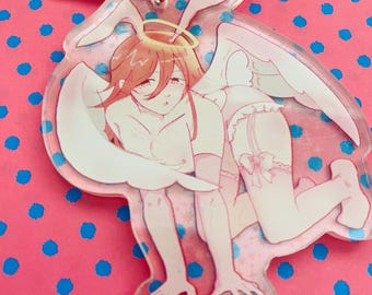 Double expression pinup AngelDevil holo star acrylic keychain