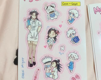 Gojo and Nurse Geto Sticker Sheet 8 x 5
