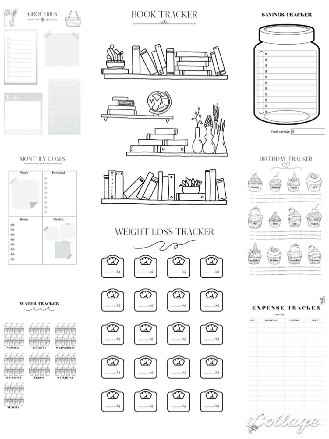 Digital Download Printable Bullet Journal Tracker Pages - Etsy