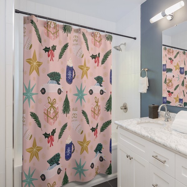Christmas Shower Curtain Etsy