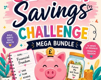 52 Week Savings Challenge Mega Bundle | Money Saving Planner | Budget Tracker | Printable Savings Challenge | Digital Download