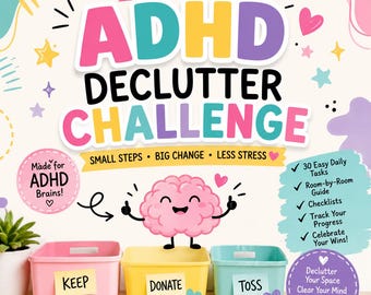 ADHD Fun Declutter Challenge Printable | ADHD Decluttering Game | Home Organisation | Digital Download PDF