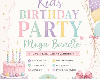 Kids Birthday Party Planner Mega Bundle | Printable Birthday Party Planning Kit | Birthday Checklist | Party Planner | Instant download