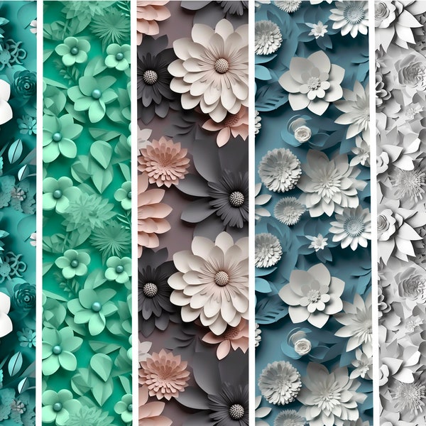 Variety pack! Paper Flowers Digital Design for Sublimation | Trending 3D Floral Pattern