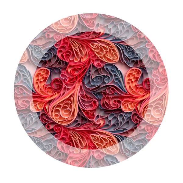 Quilled Floral Delight: Captivating Pink & Peach Tones, High-Resolution Digital Image for Crafts