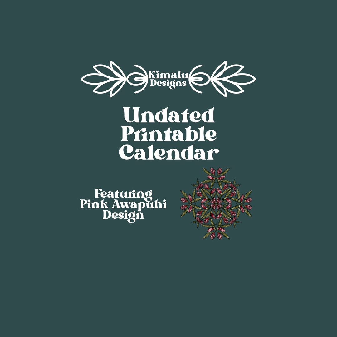 Printable Dateless Hawaiian Calendar With Pink Ginger Accent - Etsy