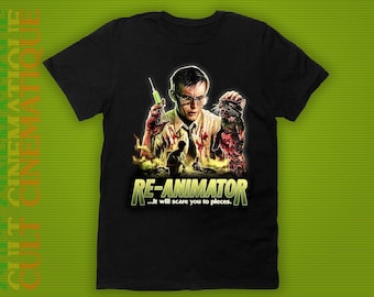 Re-Animator Shirt Re Animator Horror Movie Tee for Fans of 80s Slasher Cult Film T-Shirt From Beyond H P Lovecraft Fangoria Elvira VHS Shirt
