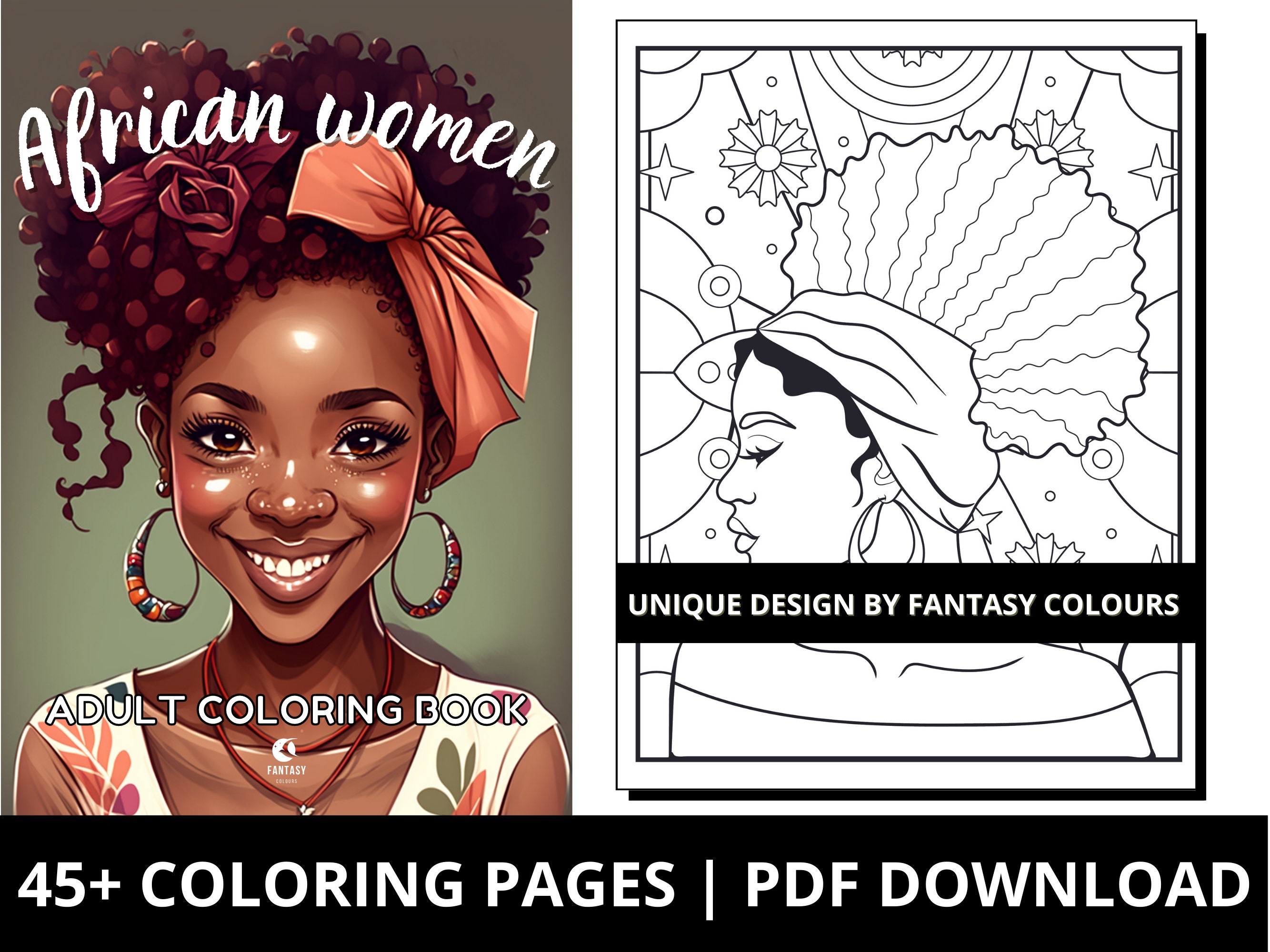 African American Coloring Pages of Womans With Cute Hair