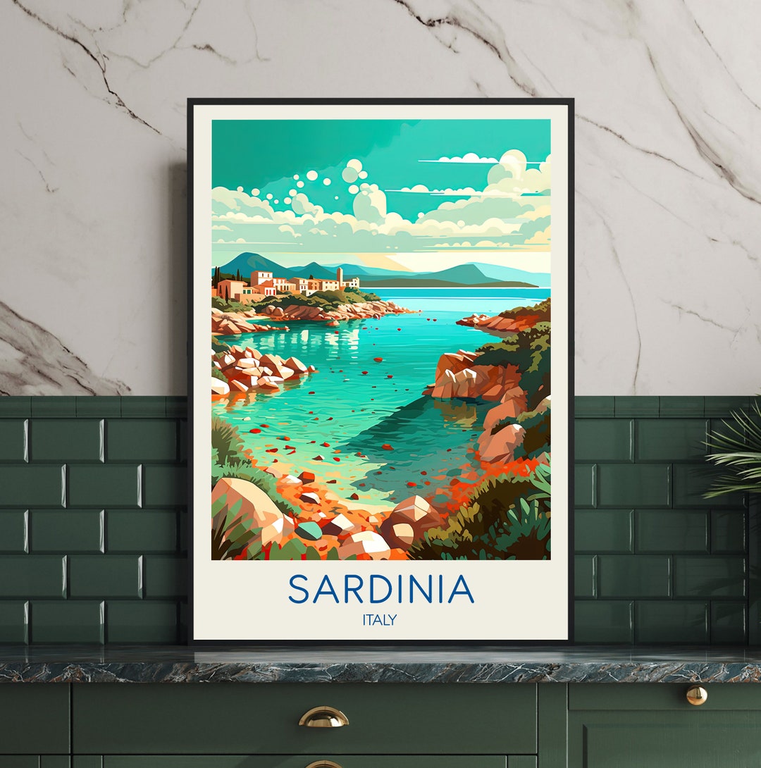 Sardinia Travel Poster, Italy Poster, Sardinia Poster, Sardinia Print, Sardinia Art, Travel