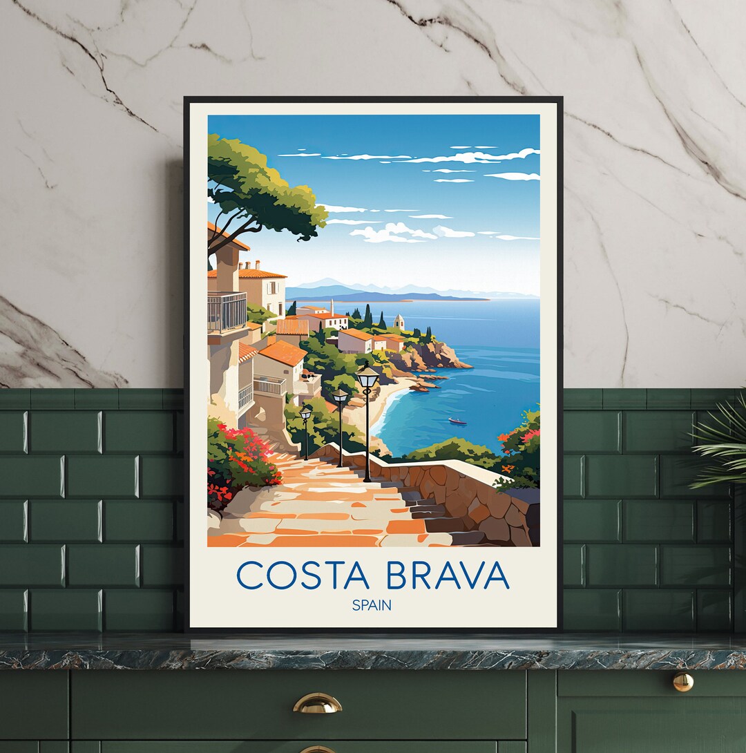 Costa Brava Poster Spain Poster Costa Brava Print Abstract Etsy