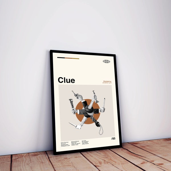 Clue Poster - Jonathan Lynn - Clue Movie Poster, Retro Movie Print, Print Art Poster, Minimalist Art, Midcentury Art, Wall Art, Wall Decor