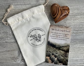 Olive Wood Comfort Heart with Individual Bag/Card, Husband Gift, Wife Gift, Anniversary Gift, Easter Basket, Valentine's Day Gift