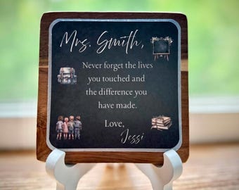 Personalized Teacher Thank You Gift, Acacia Wood Teacher Sign With Stand, Teacher Gift, Sunday School Teacher Gift