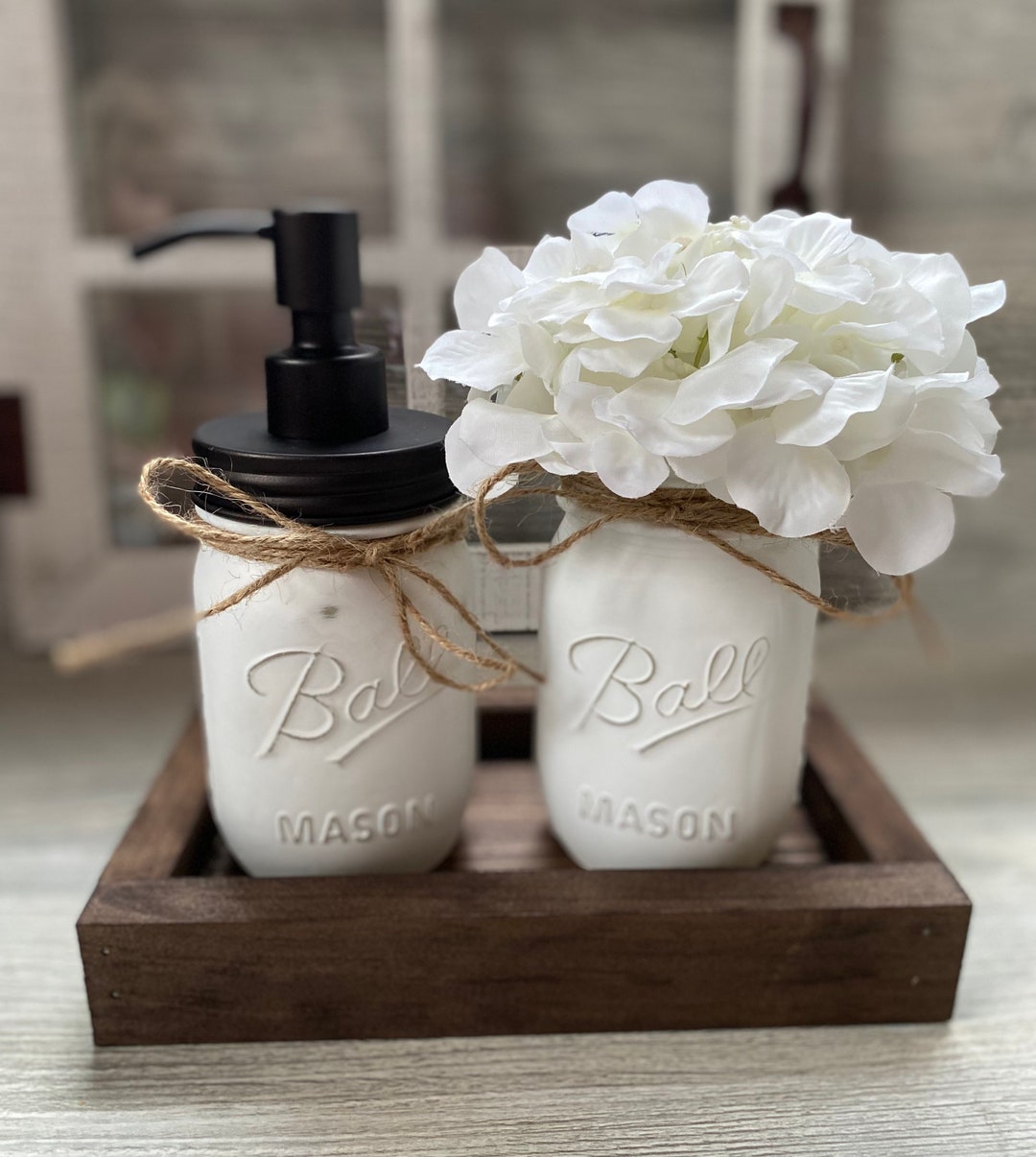 Mason Jar Kitchen Set Mason Jar Kitchen Floral Farmhouse - Etsy