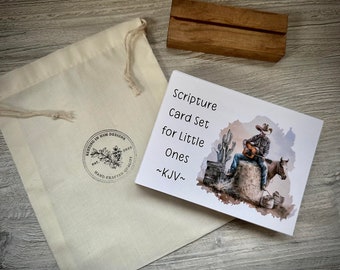 Scripture Verse Cards for Little Ones, ABC Scripture Cards for Kids and Toddlers, 52 week Scripture Memorization Cards, Cowboy Theme