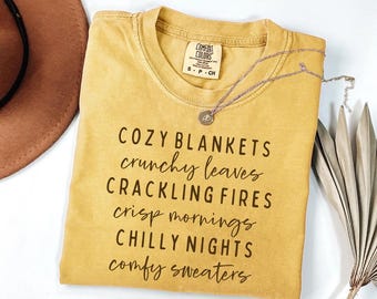 Autumn Tee PNG | Fall PNG | Cozy Blankets Crackling Fires Comfy Sweaters | Fall Shirt File | Fall Tee Digital File | Autumn Fall Sublimation