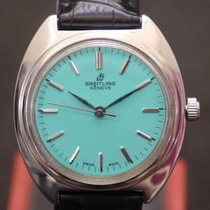 vintage BREITLING GENEVE  17 jewels Swiss made manual winding Blue Dial men&#39;s watch