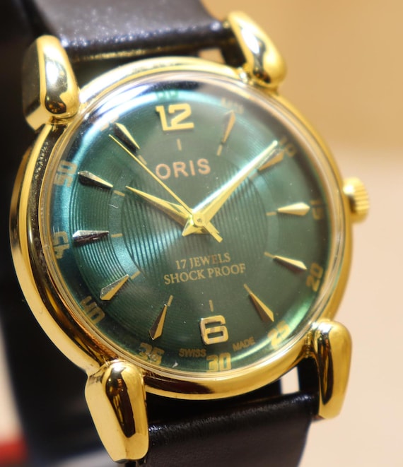 Reloj vintage Oris de cuerda manual con movimiento suizo 17 joyas esfera verde para hombre Etsy Espana