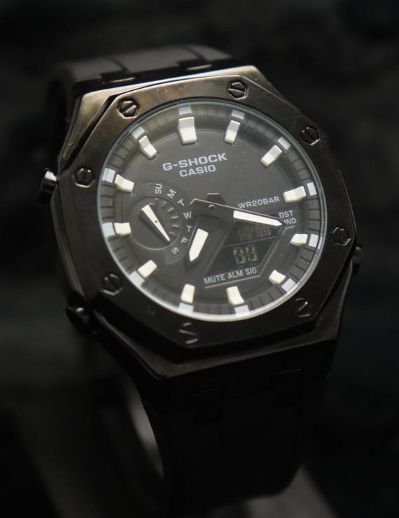 Casio G shock Oak G2 100 Digital Analog Black White. Dial Men s Watch Best Gift for Him. Etsy