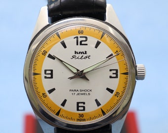 vintage HMT pilot manual winding Indian white dial men's watch.