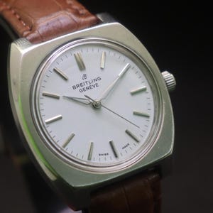 vintage BREITLING GENEVE  17 jewels Swiss made manual winding white dial men&#39;s watch