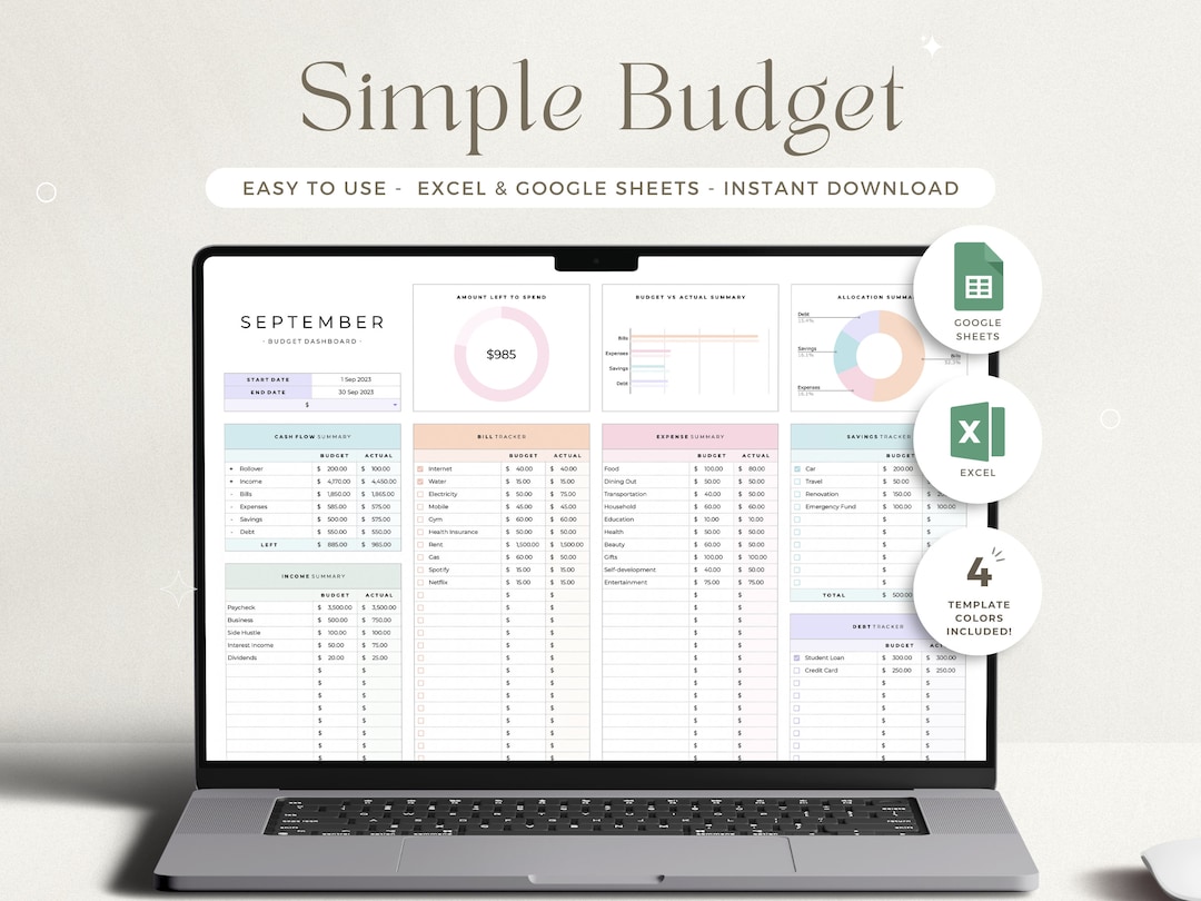 Excel Budget Planner Google Sheets Monthly Budget Spreadsheet Paycheck ...