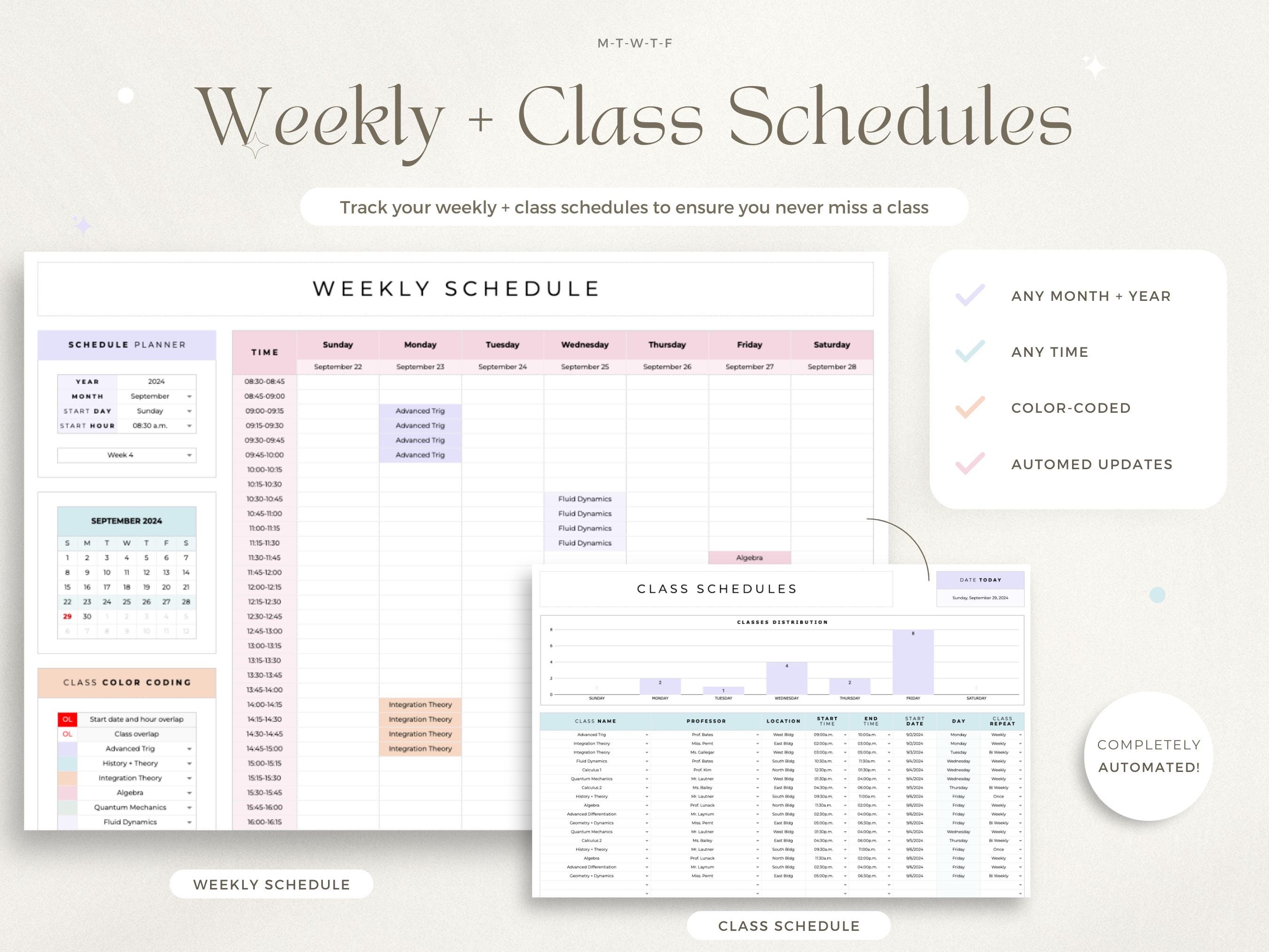 Student Planner Spreadsheet Bundle Google Sheets Assignment Tracker ...