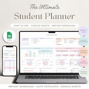 Student Planner Spreadsheet Assignment Tracker Academic Planner Google Sheets Study Planner College Task Tracker To Do List University Exam