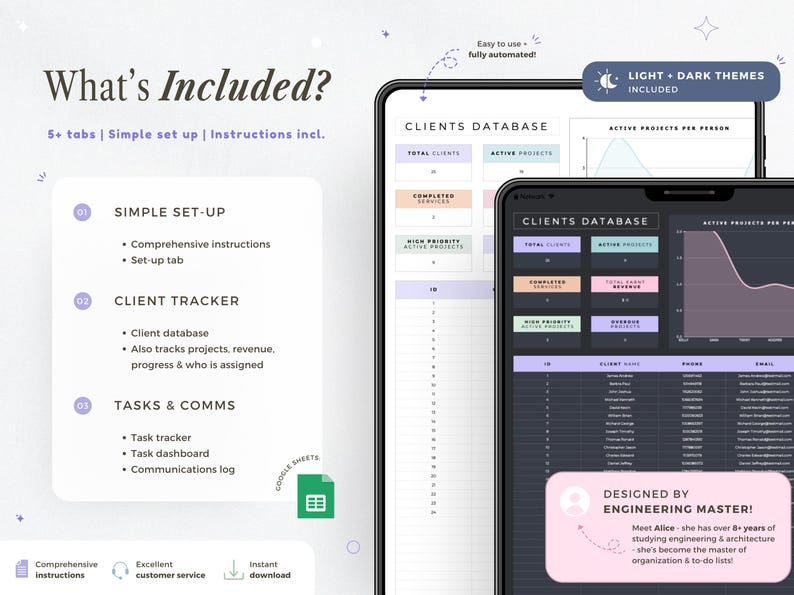 CRM Tracker Client Planner Google Sheets CRM Planner Task Spreadsheet ...