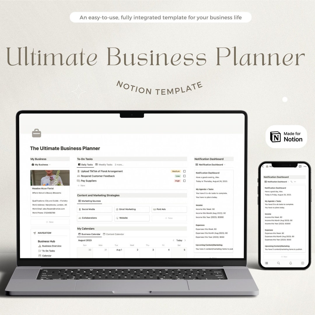 Notion Template Business Planner All in One Notion Business Work Notion ...