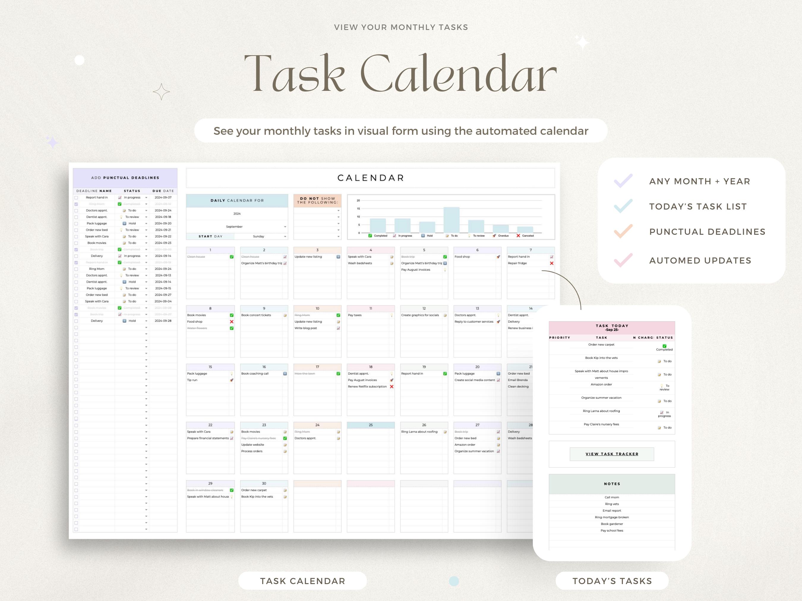 To Do List Template Task Planner Spreadsheet Google Sheets Daily Weekly ...