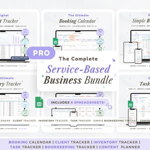 Pacchetto di fogli di calcolo per attività basate sui servizi, modello di fattura per il monitoraggio dei clienti delle piccole imprese, contenuto del calendario, pianificatore dei prezzi